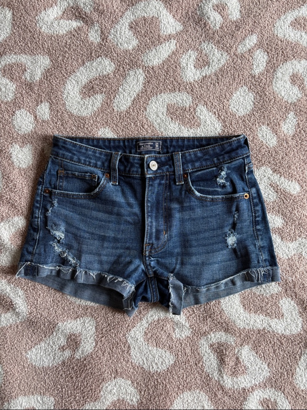 Abercrombie & Fitch Low Rise Distressed Denim Shorts